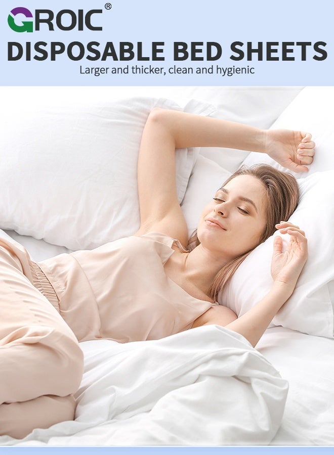 GROIC 4Pcs Disposable Sheet Set, Travel-Safe Disposable Cover Sheets for Travel, Disposable Bed Sheet, Disposable Duvet Cover, Disposable Pillowcases, Perfect for Hotels, Bedding Set for 1.8m Beds - Image 2